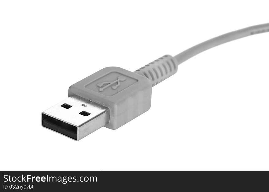 Closeup of USB Conector on White Background