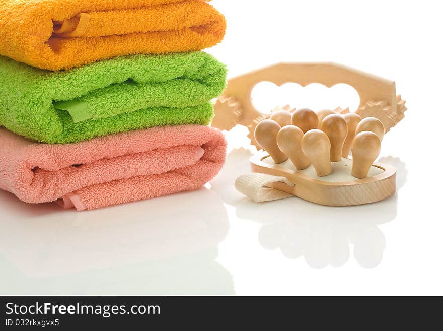 Three towels with massagers