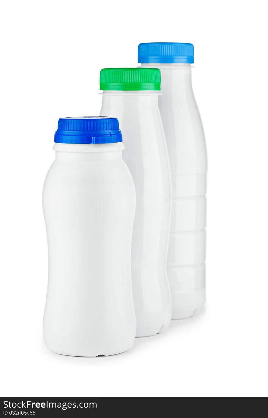 Three White Bottle Isolated