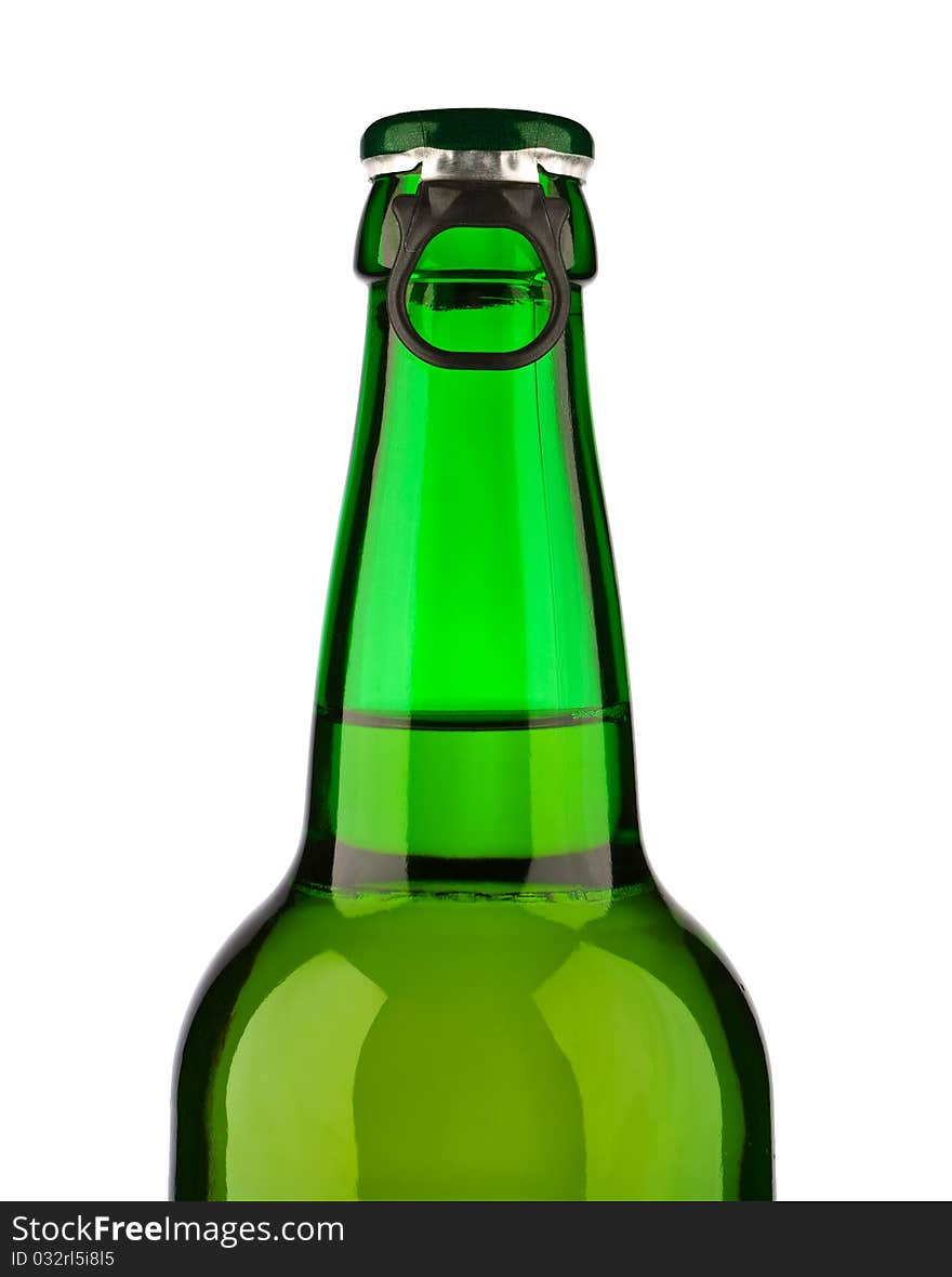 Top of green bottle isolated on white background