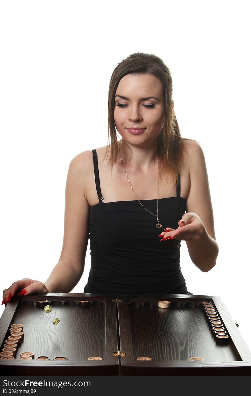 Woman Play Backgammon