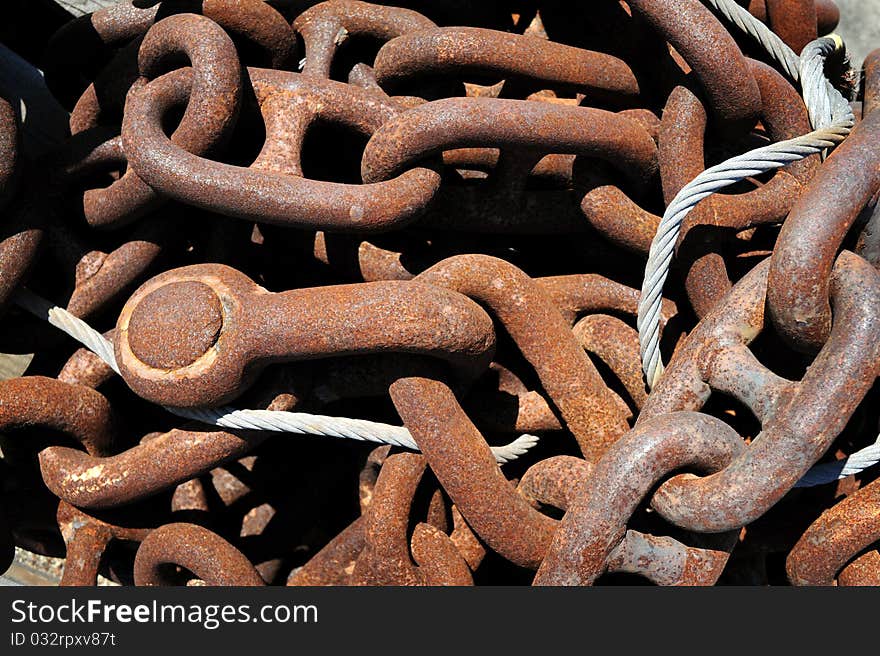 Rusted chain for background texture