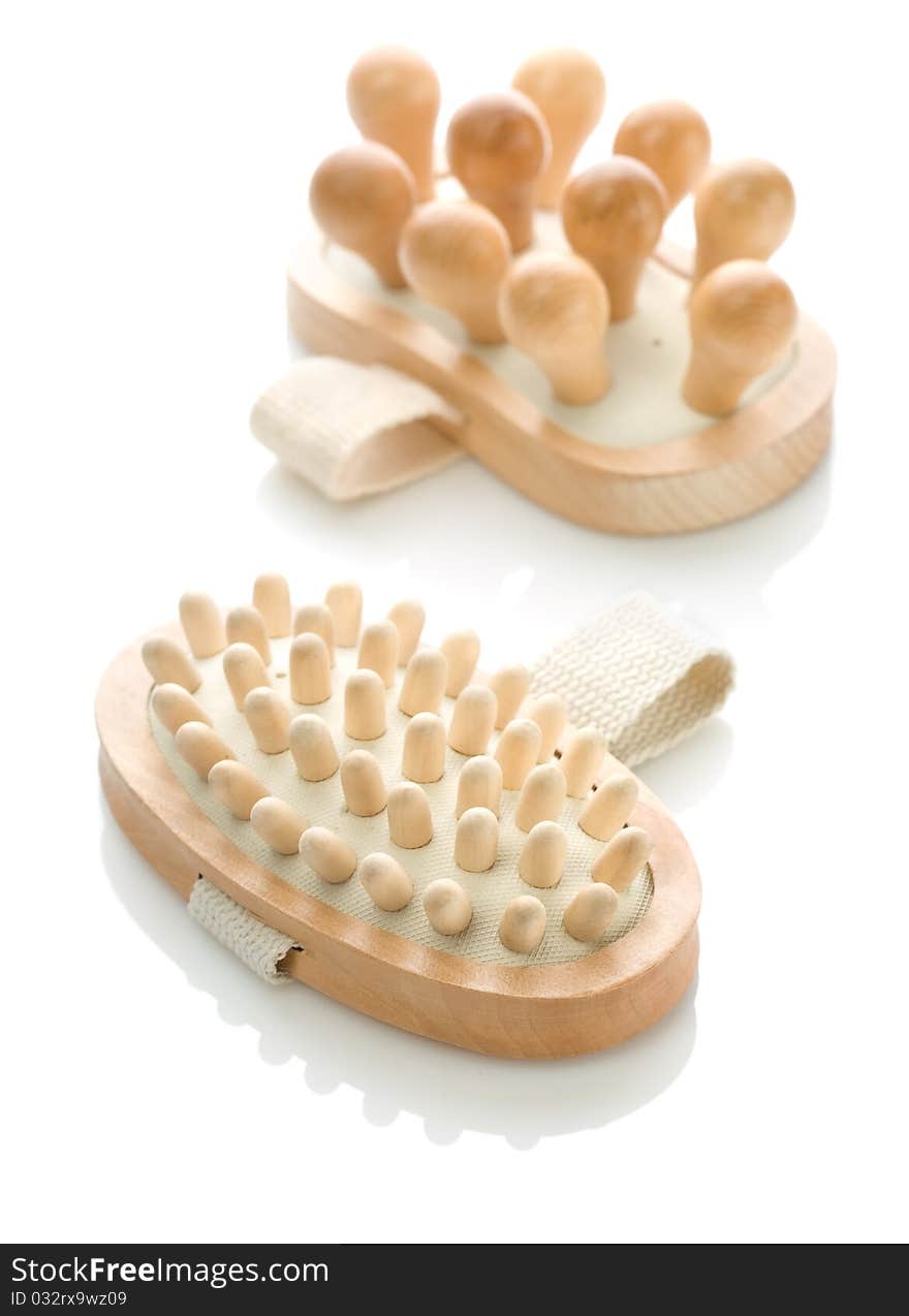 Two Wooden Massagers Isolated