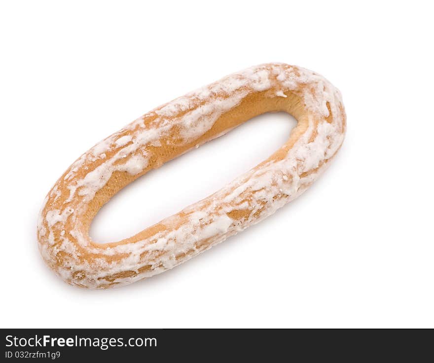 Bread-ring in glaze isolated on white background