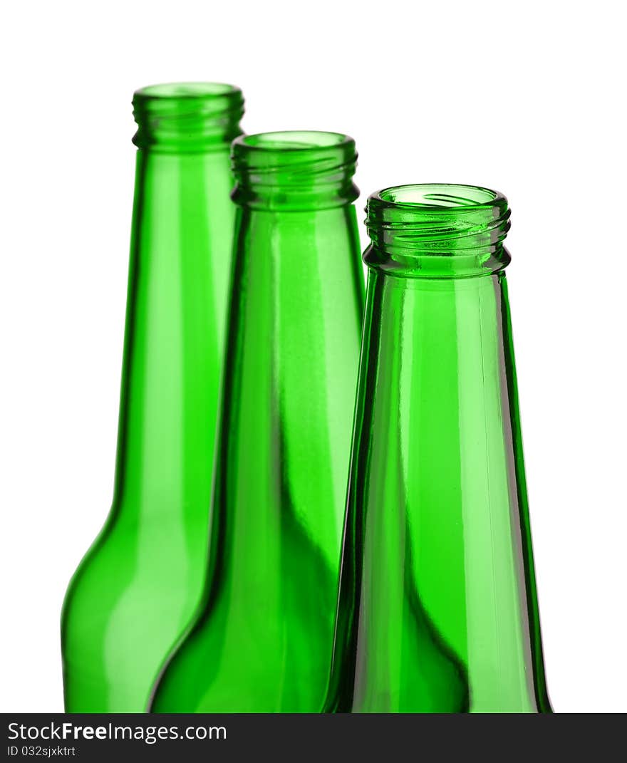 Top of three bottle isolated on white background