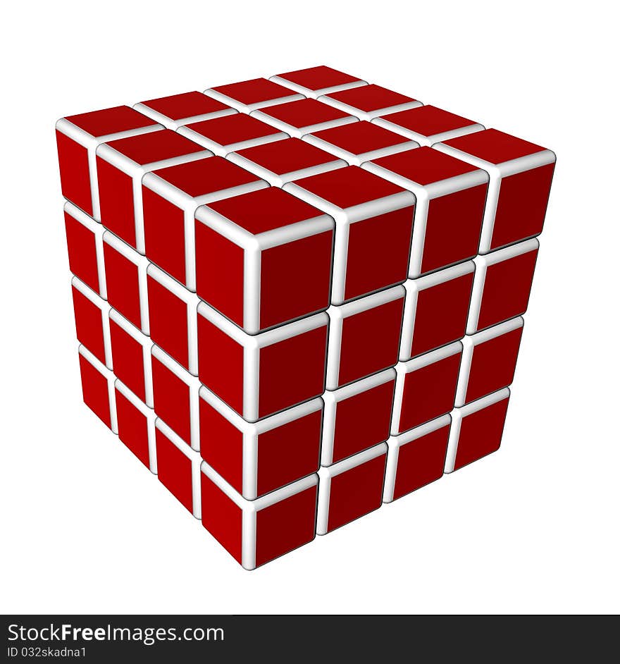 Red and isolated on a white background 3d cube to work. Red and isolated on a white background 3d cube to work