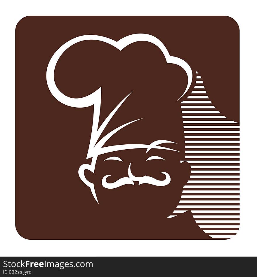 Illustration of a chef on a brown background