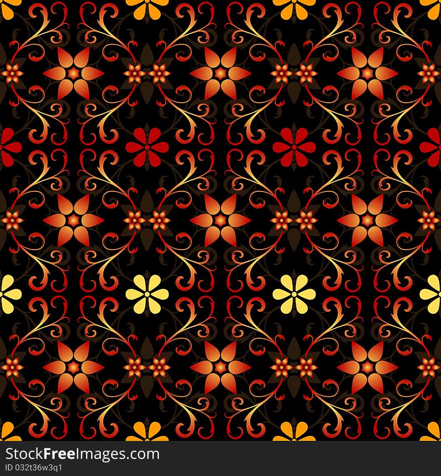 Black Floral Seamless Pattern