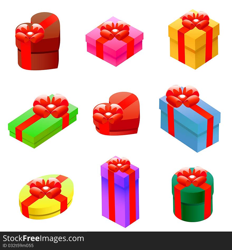 Set of gift box illustration vector