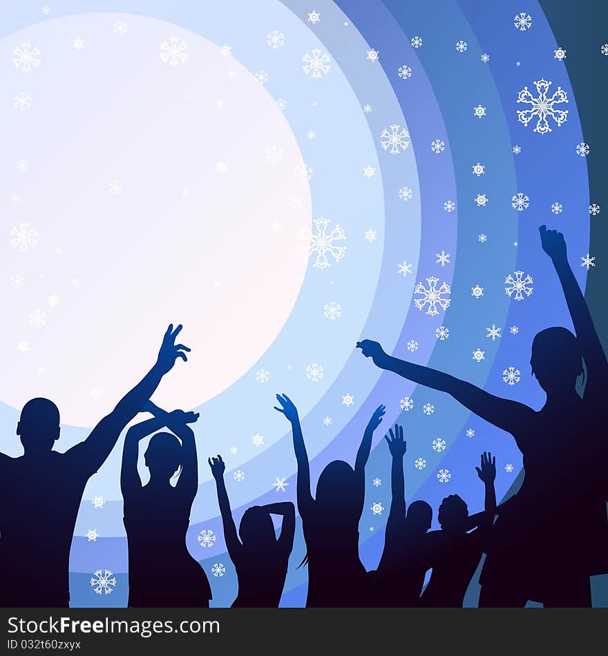 Party people with silhouette background vector