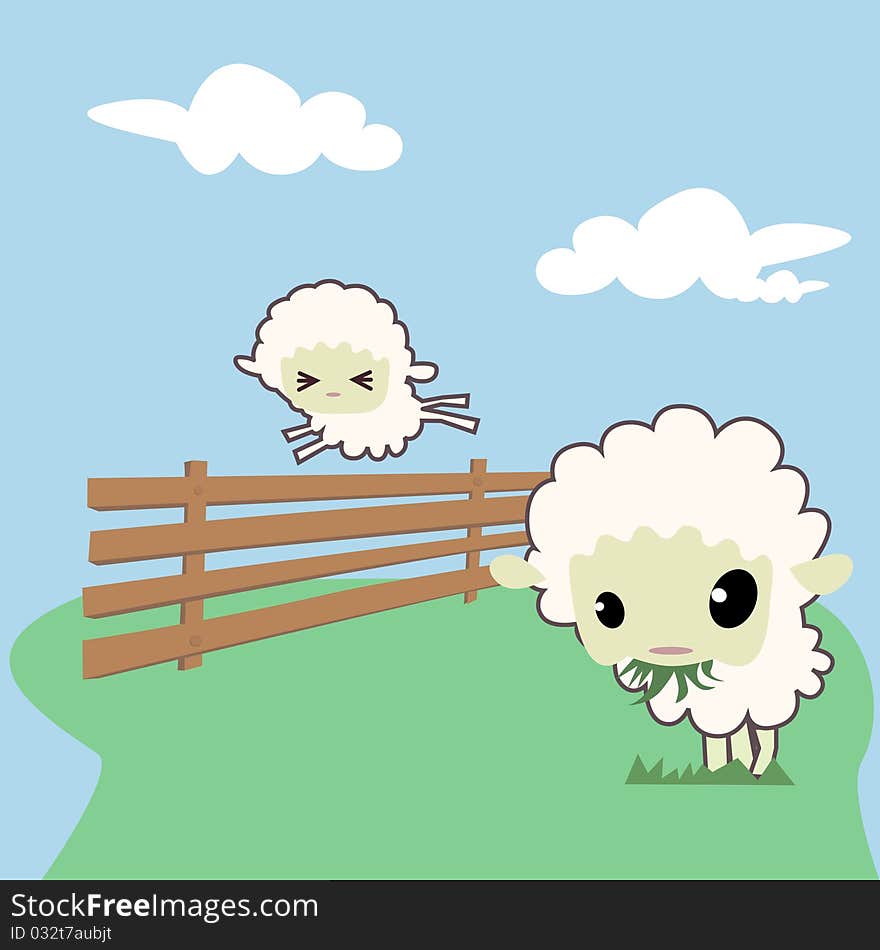 Cute little sheeps background vector