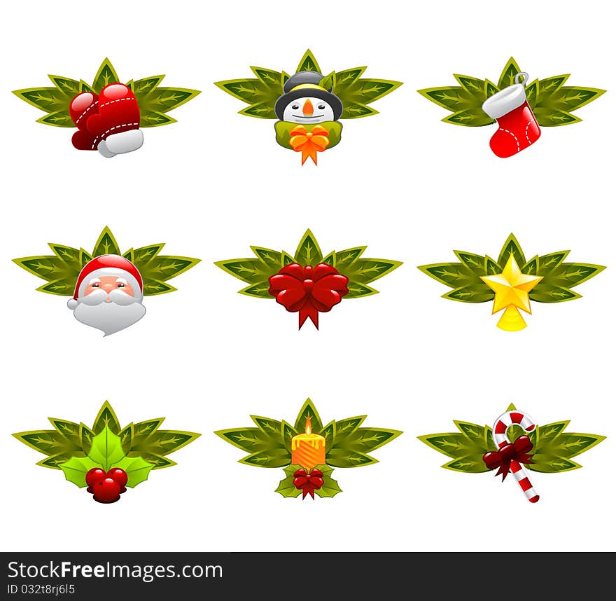 Set of christmas ornaments vector