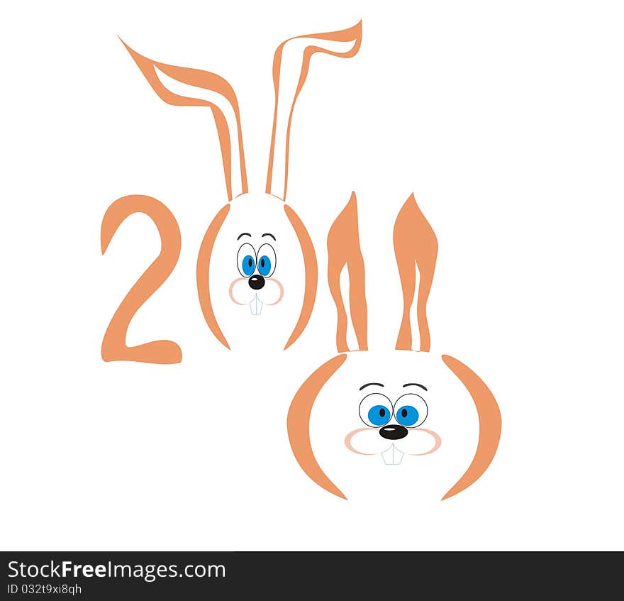 Happy new year 2011 and Christmas: rabbit. Happy new year 2011 and Christmas: rabbit