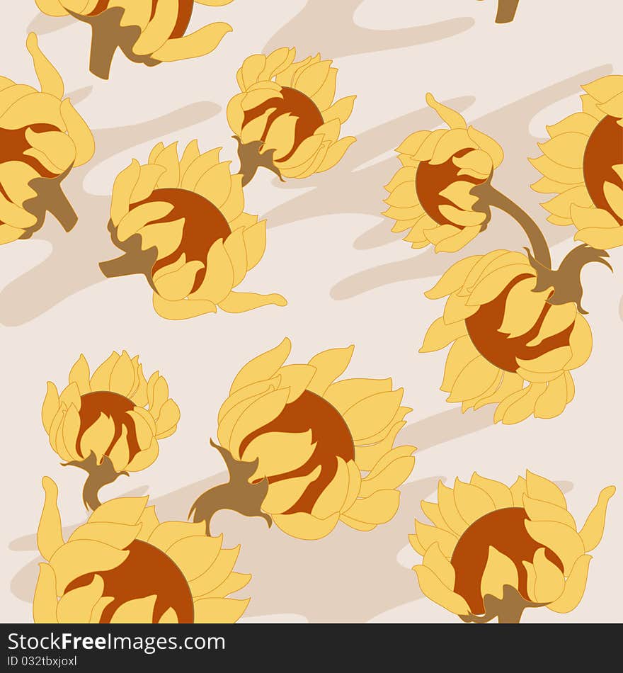 Vector seamless pattern with sunflowers. Vector seamless pattern with sunflowers