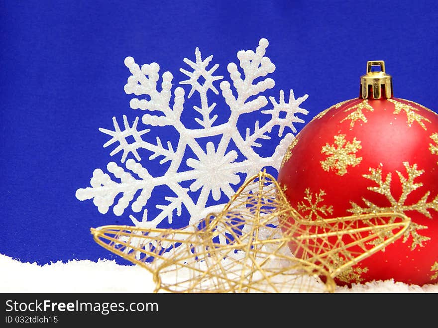 Christmas decoration over blue background