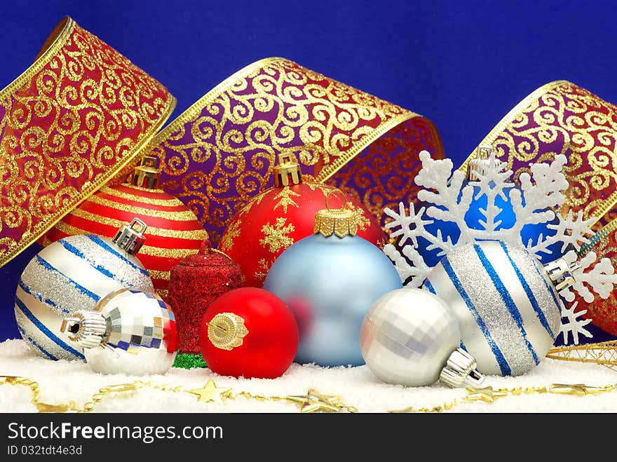 Christmas decoration over blue background