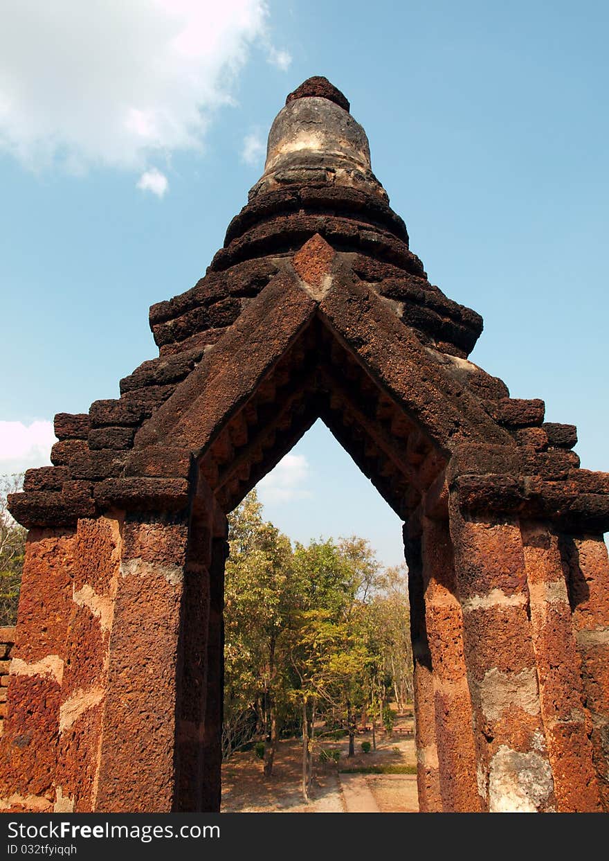 Ancient door facade in Wat Phra Si Iriyabot