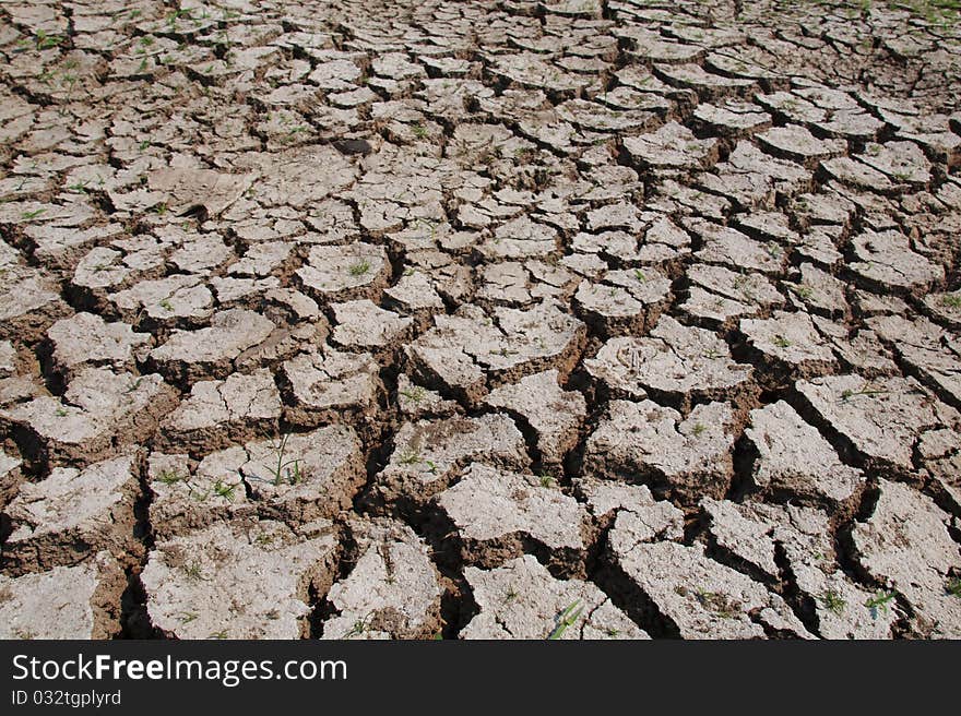 Dry and crack of land, cause sunshine. Dry and crack of land, cause sunshine