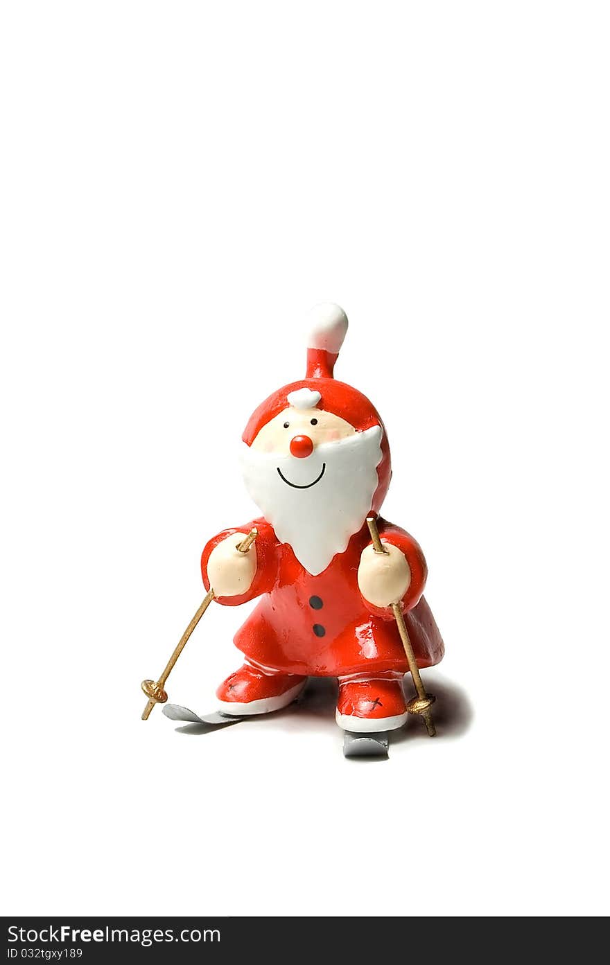 A decorative miniature of a skiing Santa Claus. A decorative miniature of a skiing Santa Claus.