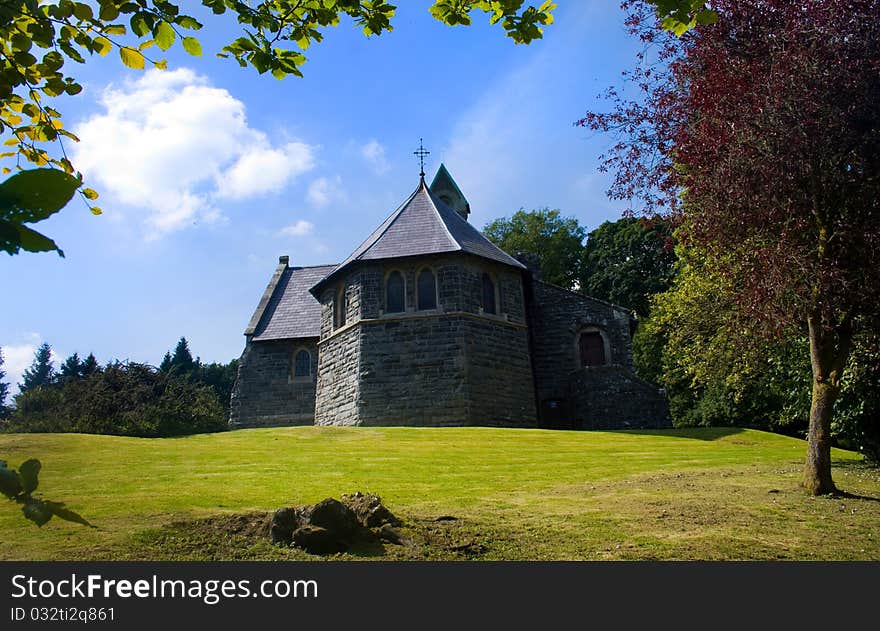 Close up St Wddyns church in mid wales