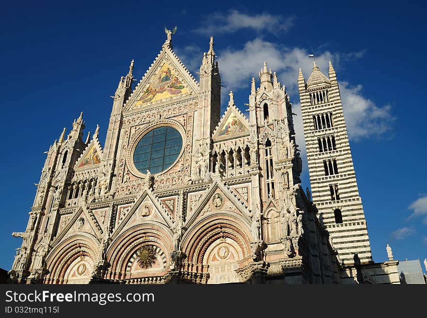 The Cathedral of Siena is one of the most beautiful example of Gothic architecture in Italy. The Cathedral of Siena is one of the most beautiful example of Gothic architecture in Italy