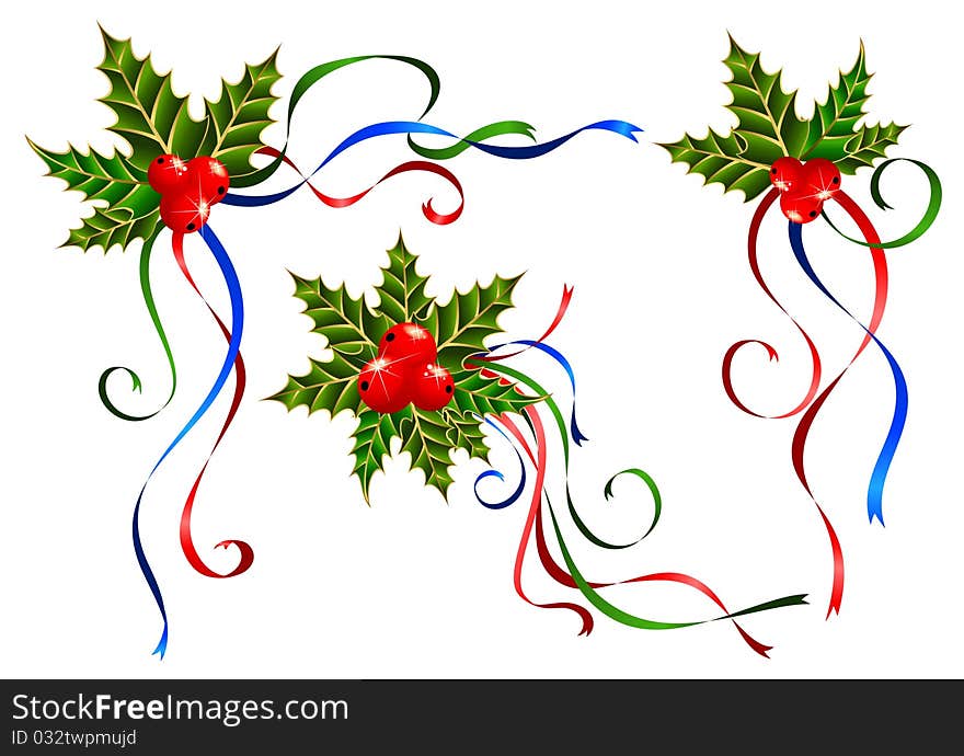 christmas ribbons decorated.illustration for a design