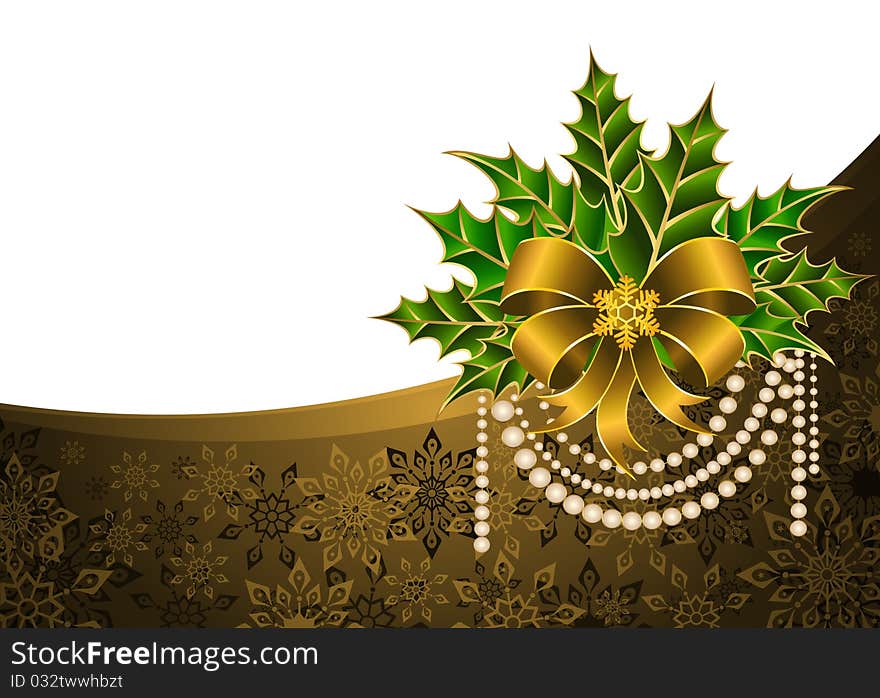 Christmas golden bow on a background