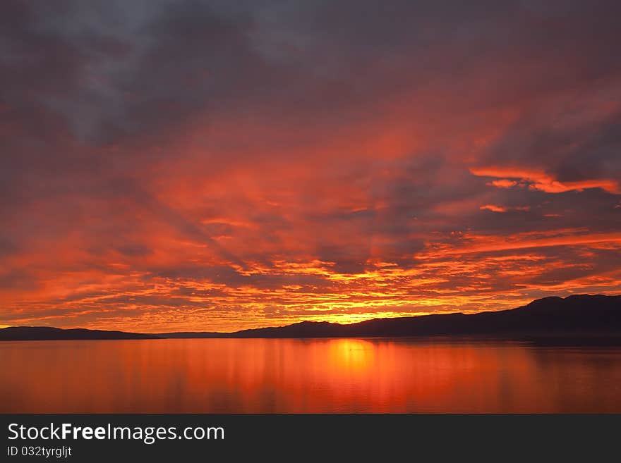 Romantic sunset over sea for wallpaper