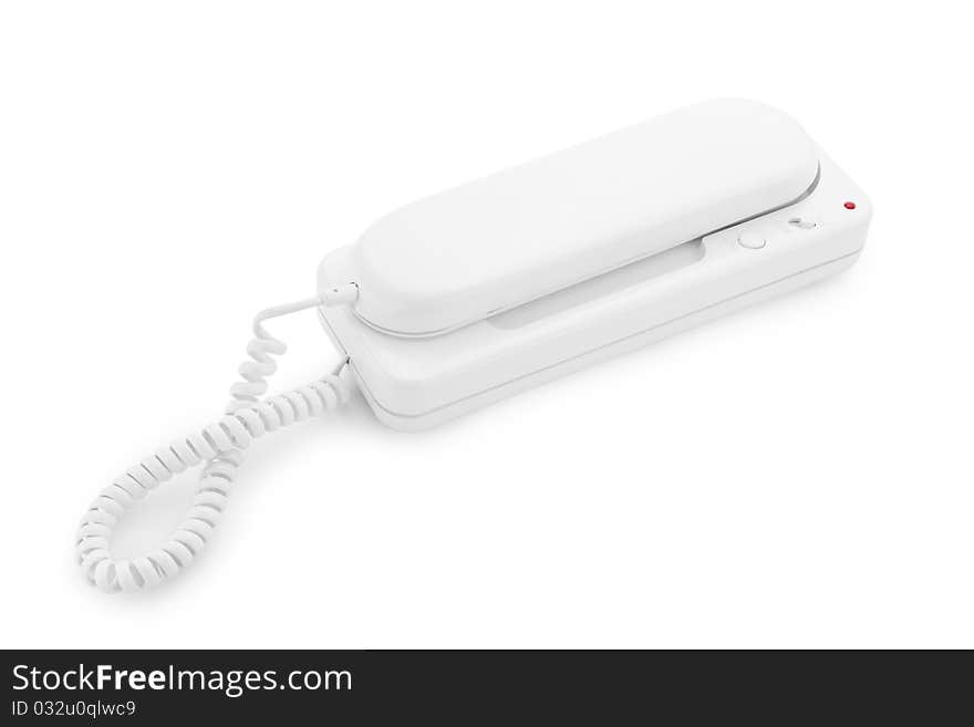 White phone on a white background. White phone on a white background