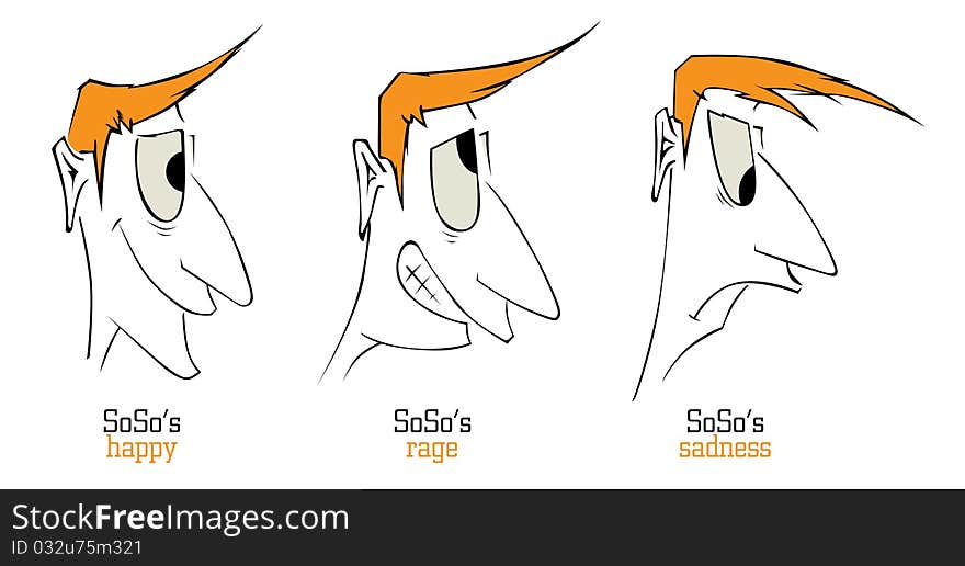 Boy emotion in  cartoon style