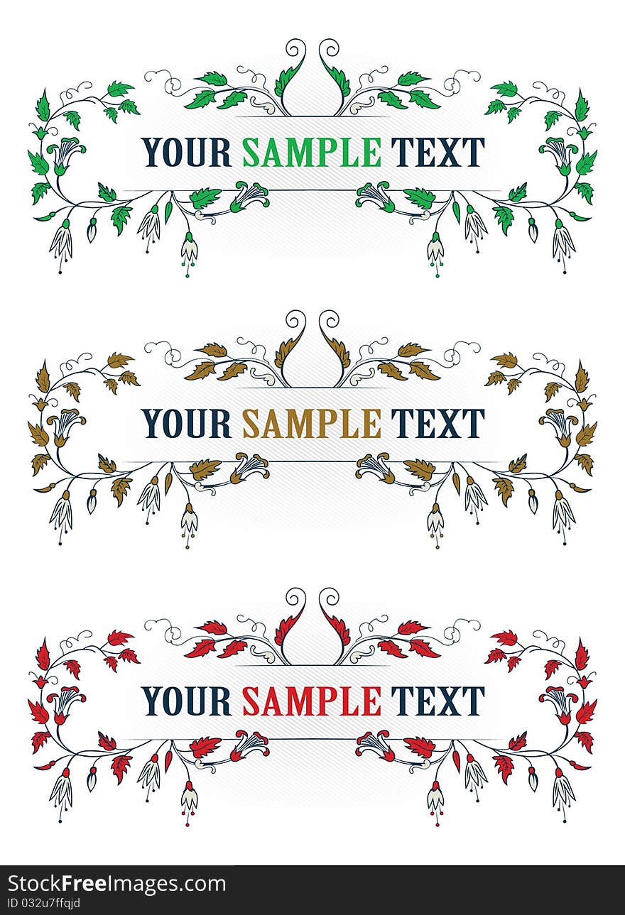 Vintage floral blank in color variants