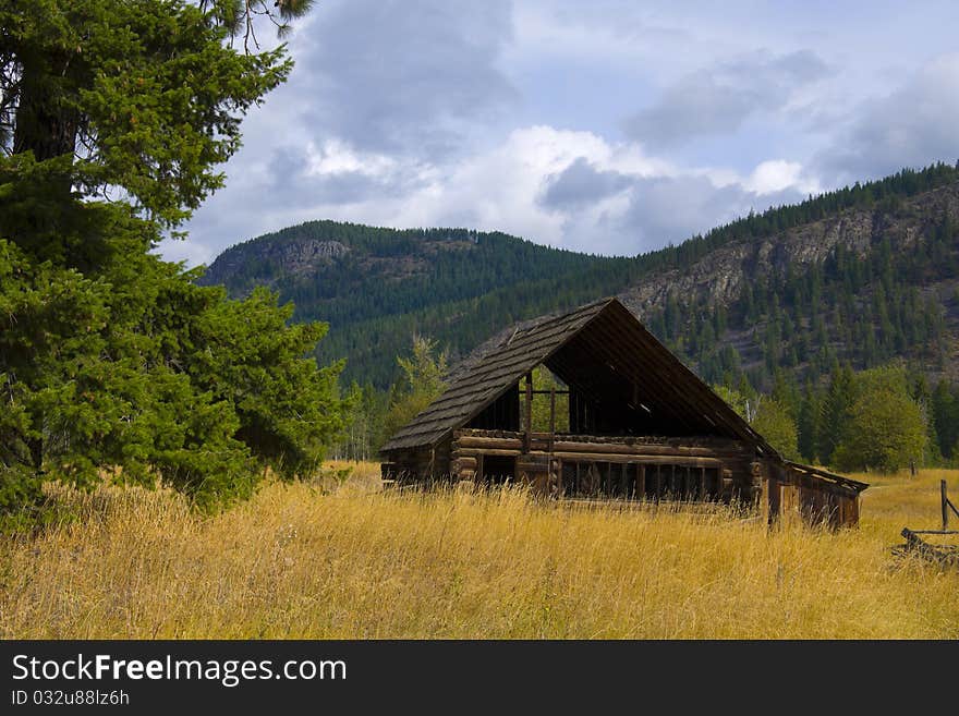 Old Barn in Golden field