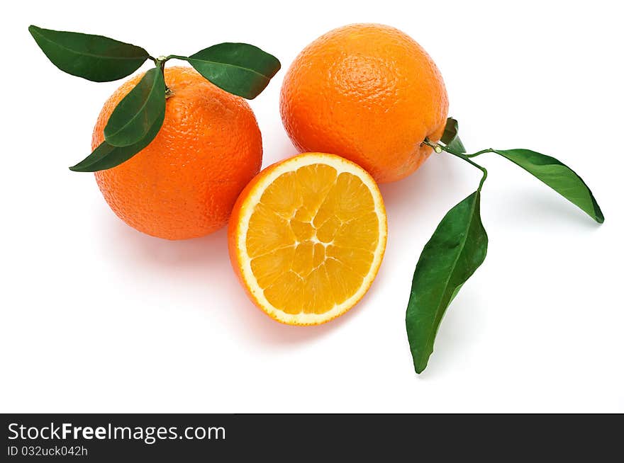 Oranges isolated on a white background with a clipping path.