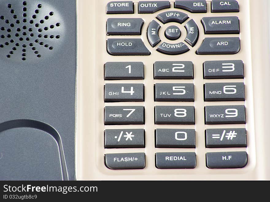 Close up shot of blue phone keypad