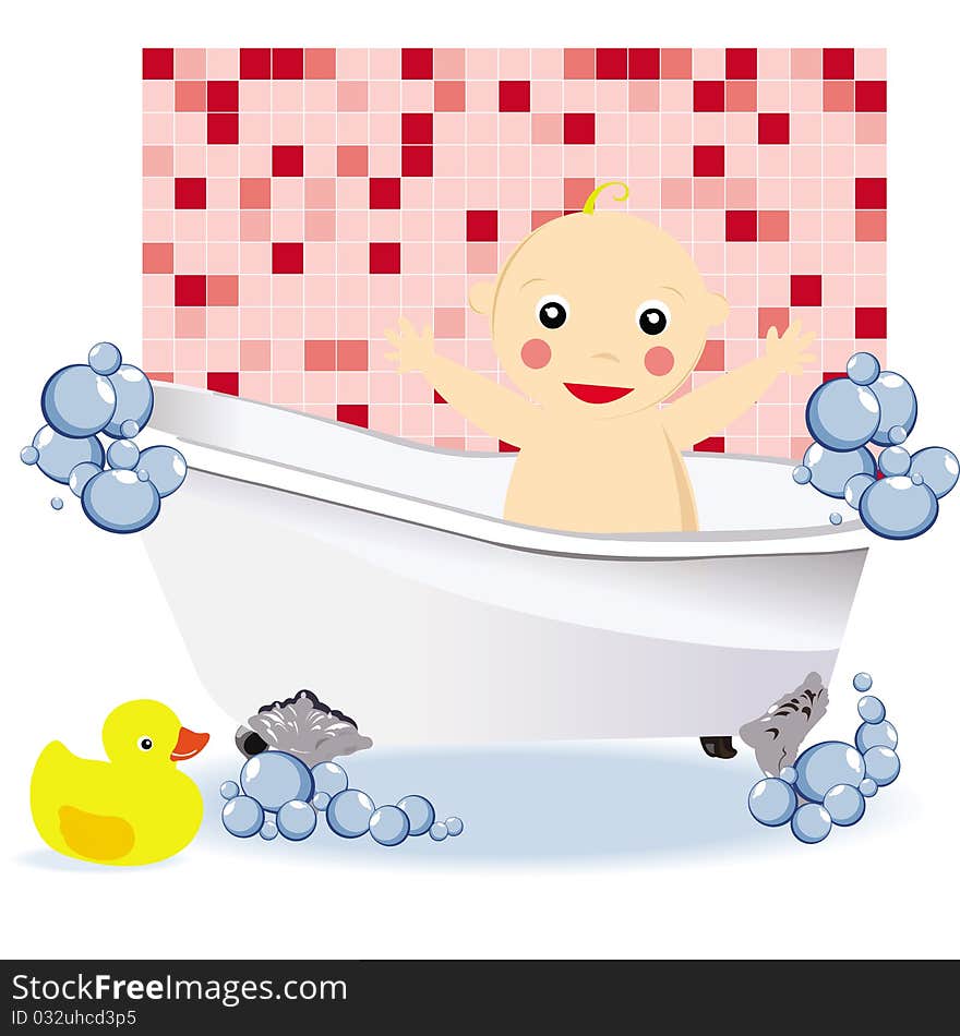 This image represents a small baby girl having a bath. This image represents a small baby girl having a bath