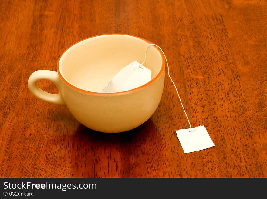 Cup of black tea with tag . Cup of black tea with tag .