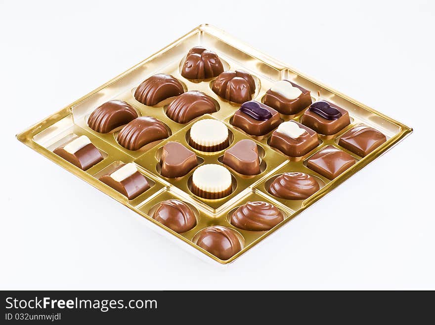 Assorted chocolates in the box