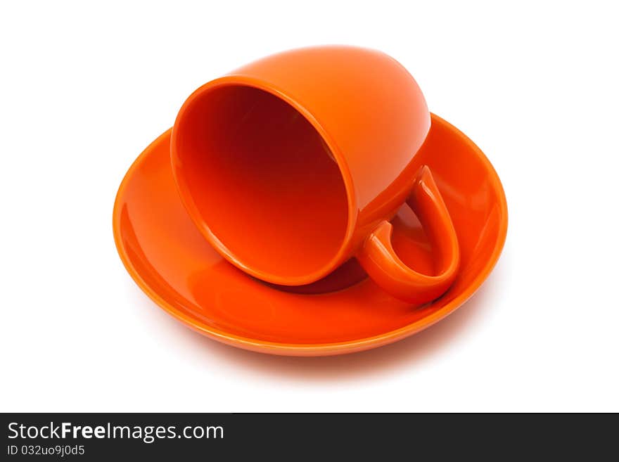 Coffee cup and saucer on a white background