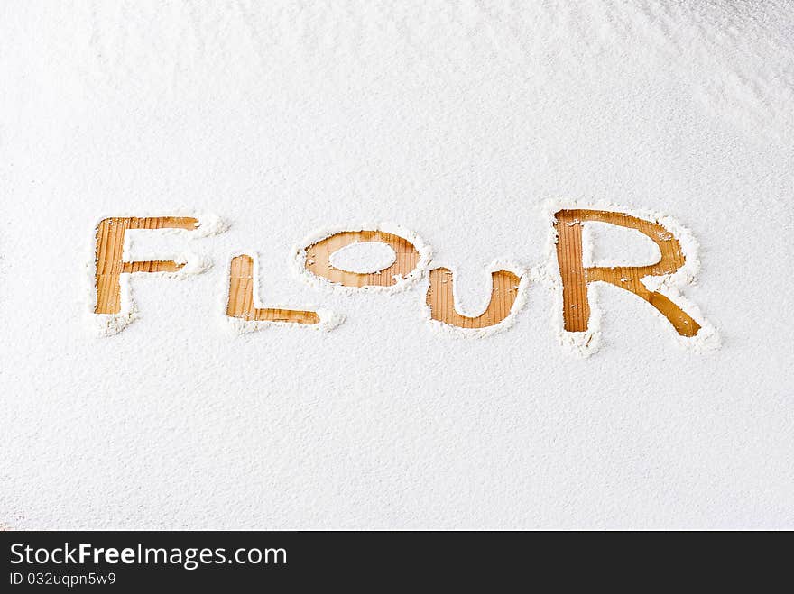 Flour background with flour word