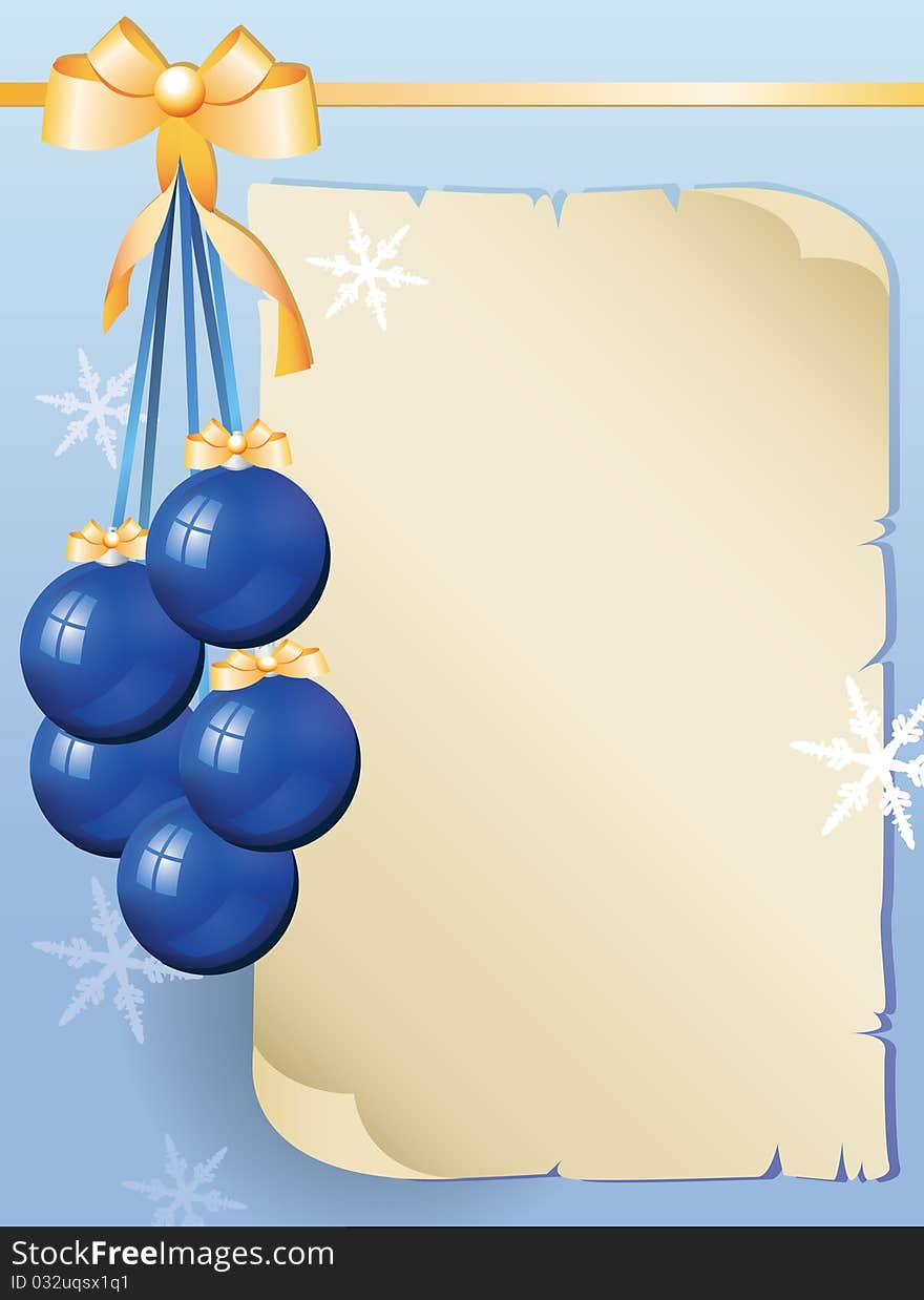 Greeting card and blue balls