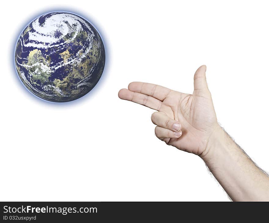 This image shows a human hand, firing on Earth, on a white background. This image shows a human hand, firing on Earth, on a white background