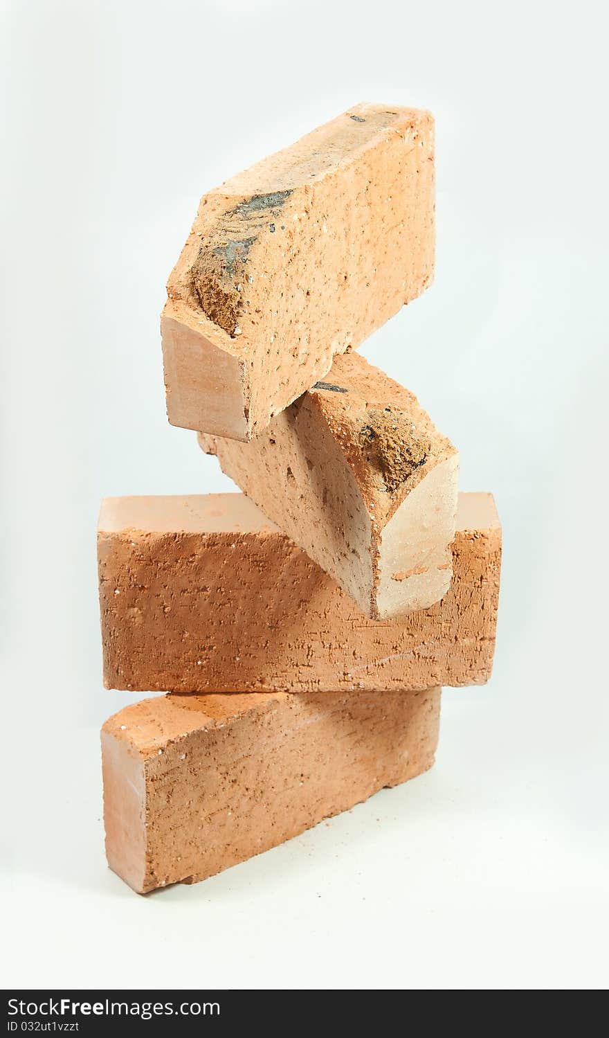 The poor quality of bricks piled very dangerous.