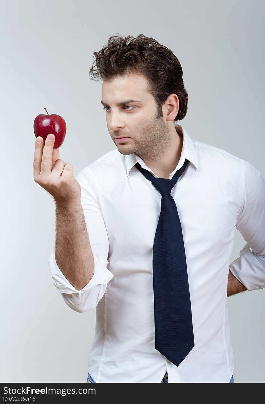 Man Holding Red Apple