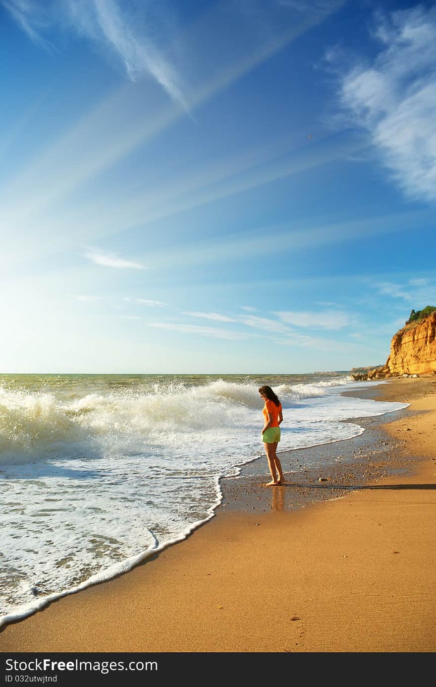 Girl on the beach. Conceptual design.