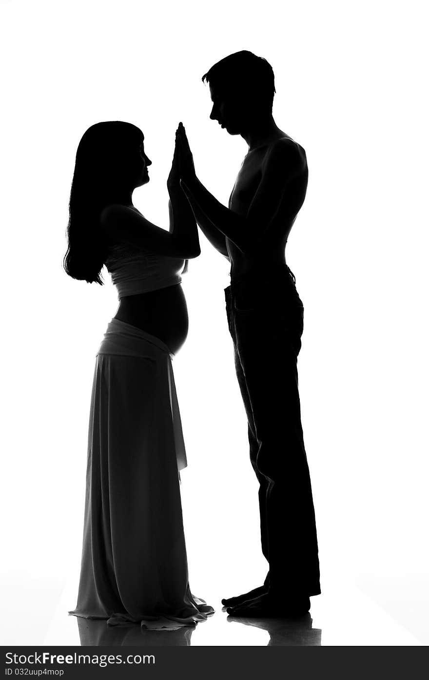 Pregnant couple silhouette