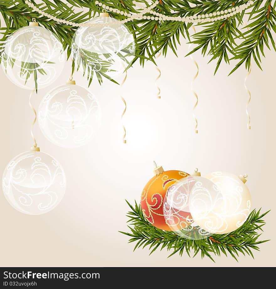 Gold end white transparent Christmas ball