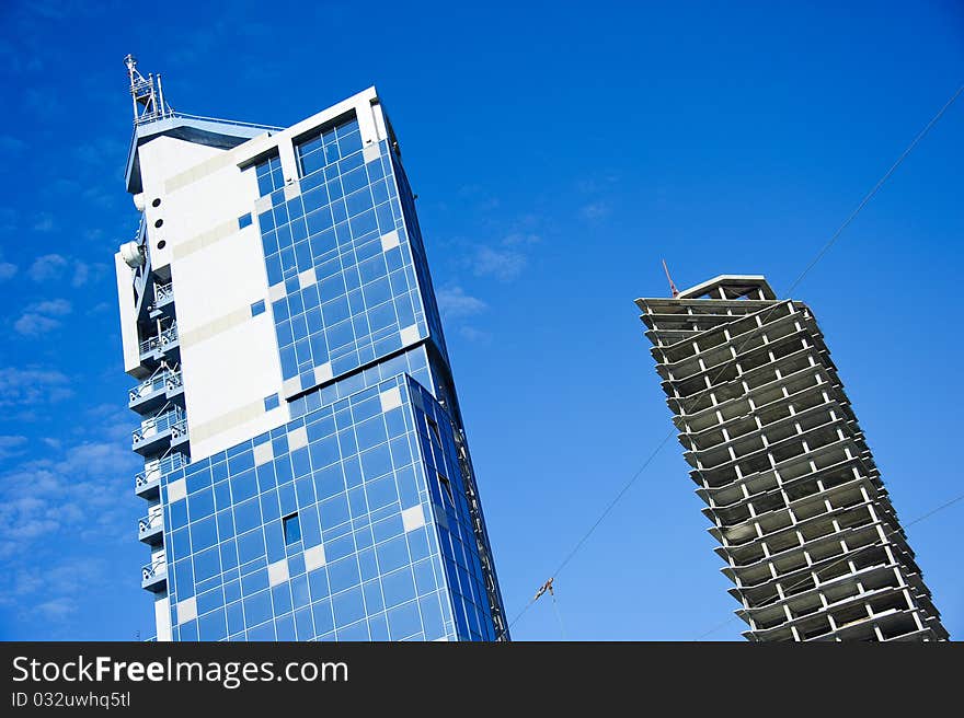 Architecture - style, accents, details of modern building. Architecture - style, accents, details of modern building