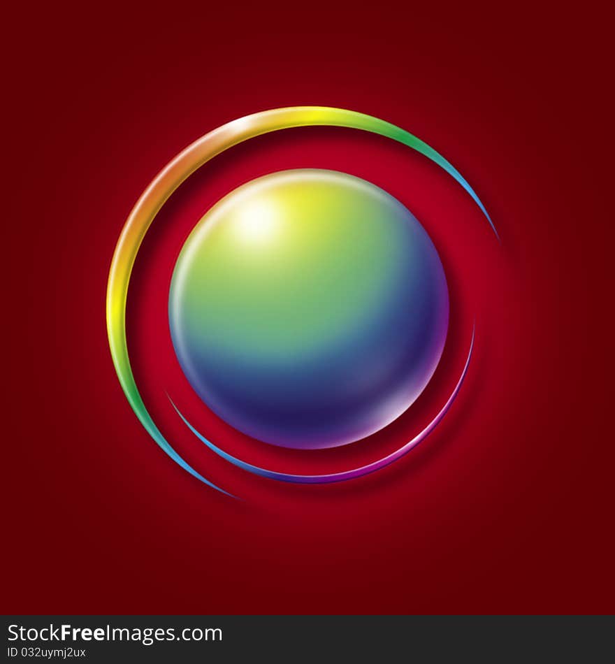 Colored Bubble Against Red