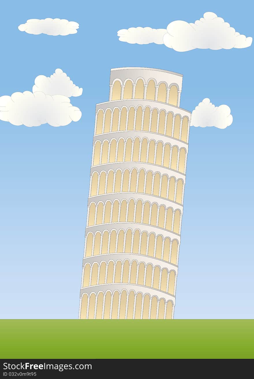 Illustration of the leaning tower in pisa