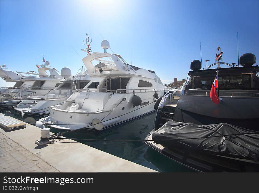 Luxury yachts at El Gouna, Egypt, on the Red Sea.